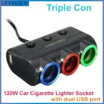 مبدل برق 1 به 3 و شارژر فندکی خودرو مدل 3in1