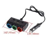 مبدل برق 1 به 3 و شارژر فندکی خودرو مدل 3in1