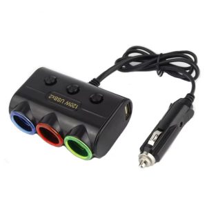 مبدل برق 1 به 3 و شارژر فندکی خودرو مدل 3in1
