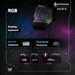 کیبورد گیمینگ شیپادو مدل RGBF6، سوییچ ممبران، Tenkeyless، نورپردازی LED RGB