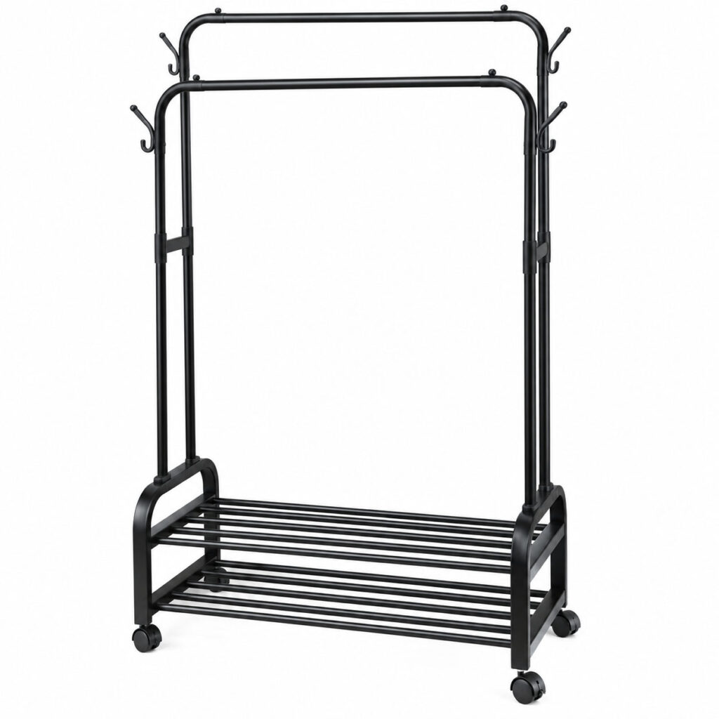 رگال لباس لومیز مدل دو میله چرخ‌دار کد YH6804-100 طول 100 سانتی متر